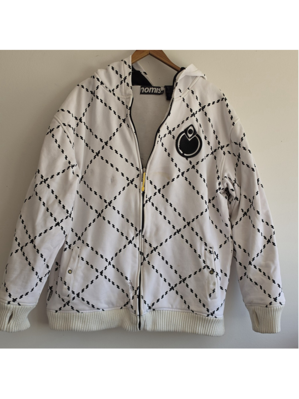 Nomis Hoodie Vintage Heavy Weight Snowboard Sweatshirt XL Black White Rare